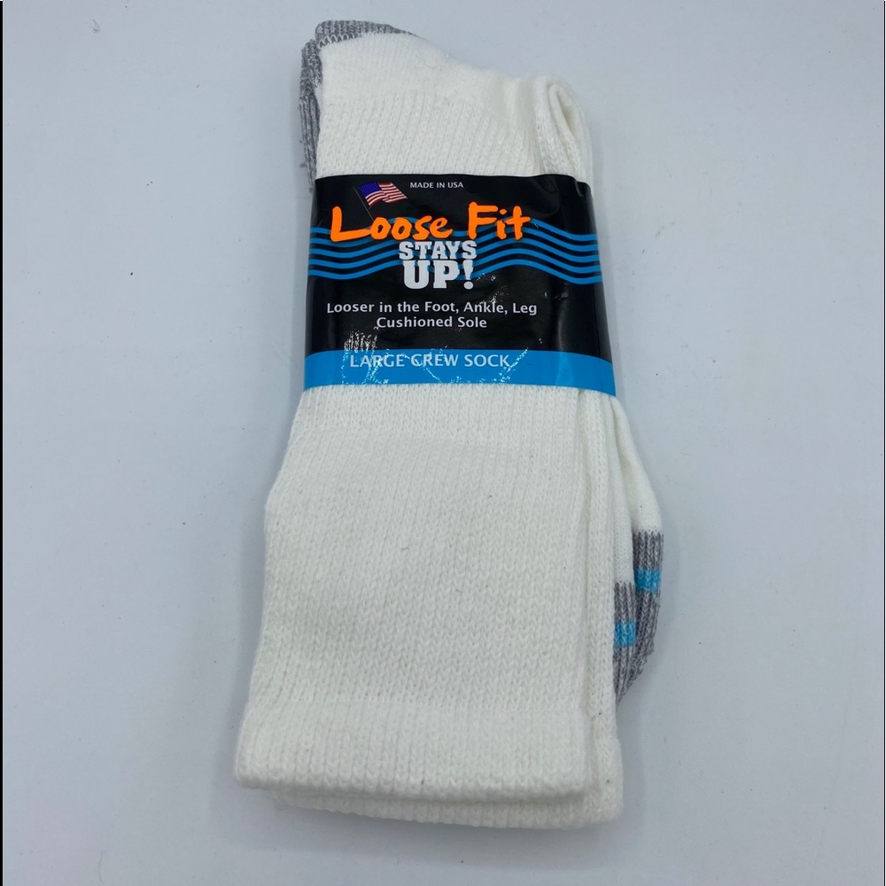 Loose Fit Stays Up Large Crew Sock